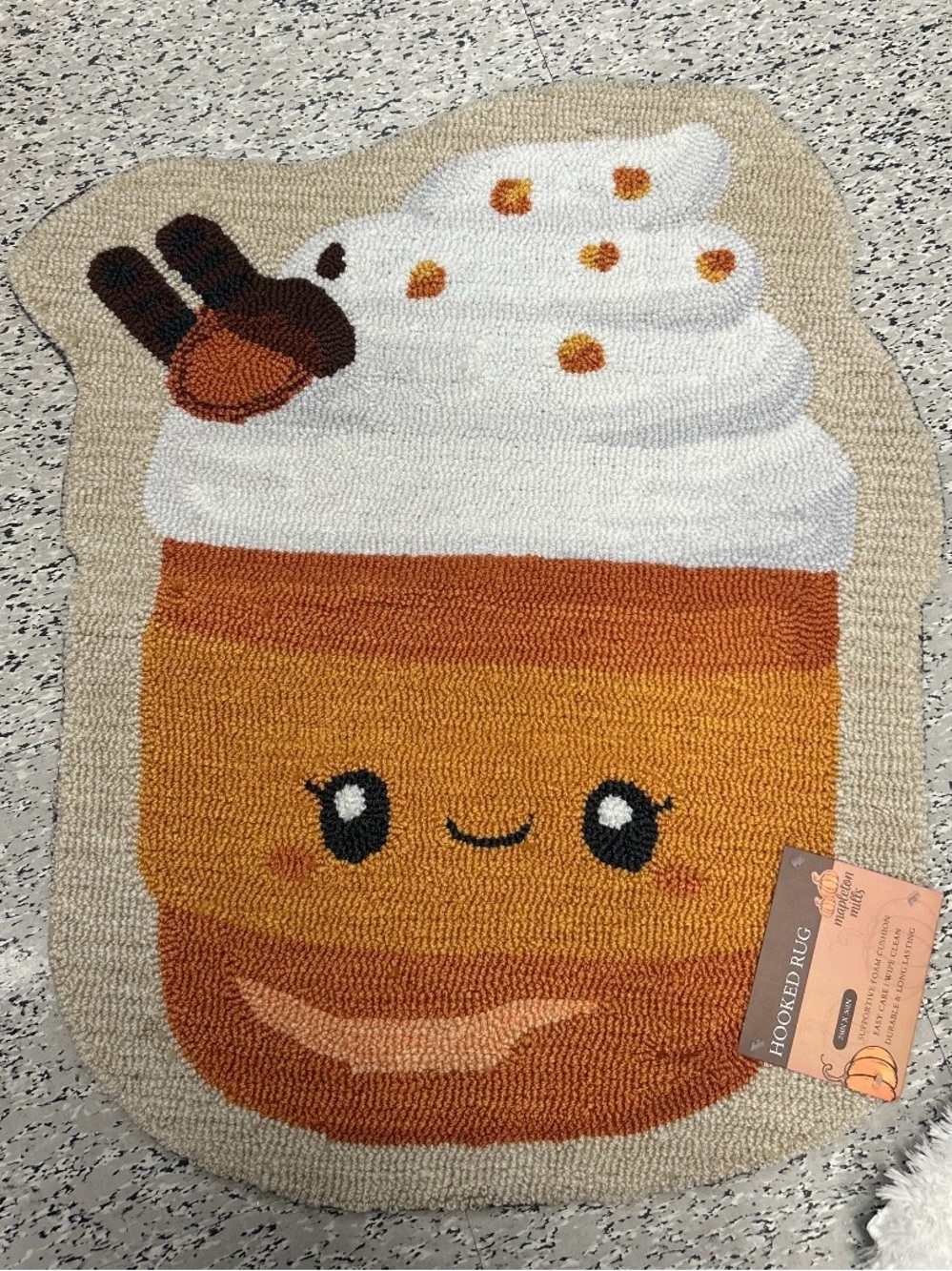 Pumpkin Spice Latte Hooked Rug NWT